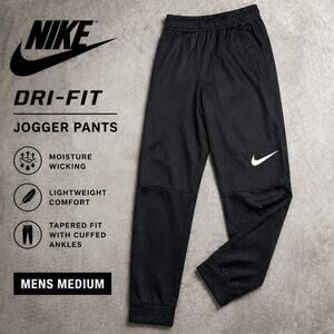 Nike Dri-FIT Jogger Pants Mens Medium Black Athletic Sweatpants Swoosh